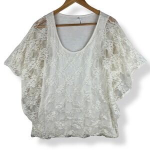 Studio Y Womens White Lace Top Size Large Coquette Angelcore Flowy Fairy Boho